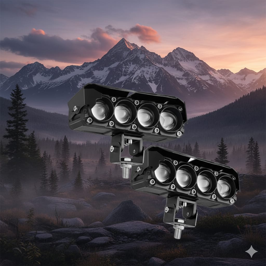 SSLG JS34 PRO Super Bright 4 LED Fog Light I 4 Mode Changing Light With Flashing I High/Low Beam I (12V/24V)Common Metal/Hard Plastic Body Fog Light Universal Fit (Pack of 2)