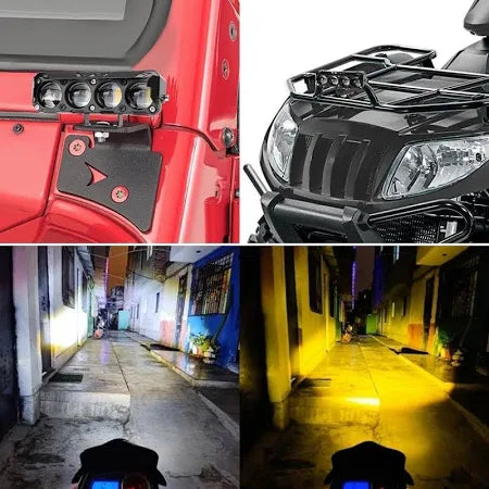 SSLG JS34 PRO Super Bright 4 LED Fog Light I 4 Mode Changing Light With Flashing I High/Low Beam I (12V/24V)Common Metal/Hard Plastic Body Fog Light Universal Fit (Pack of 2)