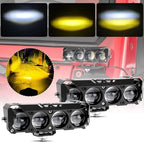 SSLG JS34 PRO Super Bright 4 LED Fog Light I 4 Mode Changing Light With Flashing I High/Low Beam I (12V/24V)Common Metal/Hard Plastic Body Fog Light Universal Fit (Pack of 2)