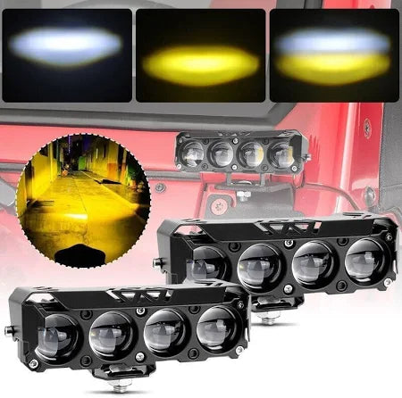 SSLG JS34 PRO Super Bright 4 LED Fog Light I 4 Mode Changing Light With Flashing I High/Low Beam I (12V/24V)Common Metal/Hard Plastic Body Fog Light Universal Fit (Pack of 2)
